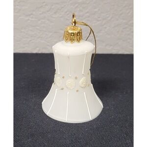 Kathe Wohlfahrt Mini Plastic Bell Christmas Ornament White Glitter